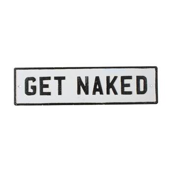 Maine & Crawford Wanda 35x9cm Cast Iron Get Naked Plaque - White