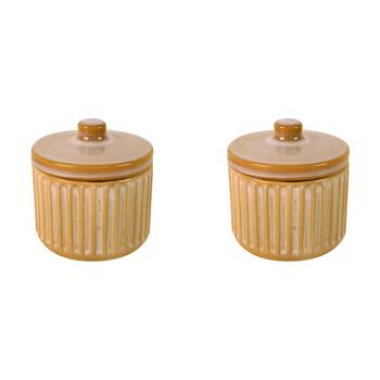 2PK Maine & Crawford 9cm Inuk Ceramic Can w/ Lid - Cream