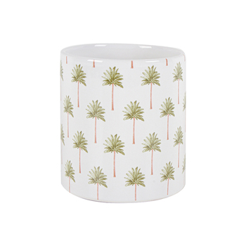 Maine & Crawford 14x13cm St Barts Green Palm Dolomite Pot w/ Hole Plug