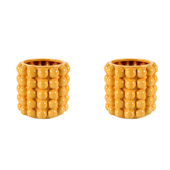 2PK Maine & Crawford Agapi 14cm Bubble Ceramic Pot - Mustard