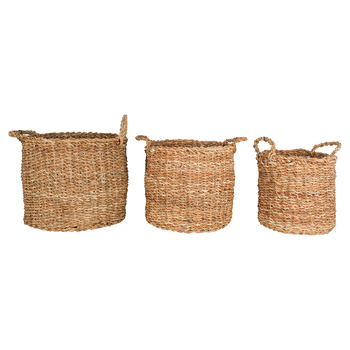 3pc Maine & Crawford Yamba Seagrass 28/32/36cm Round Basket w/ Handle