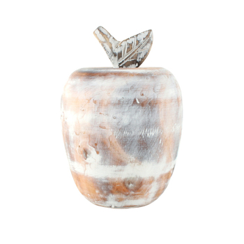 Maine & Crawford Cyrus Pine Wood 15cm Apple Figurine - Whitewash