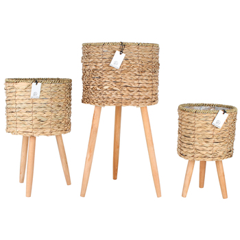 3pc Maine & Crawford Malo 30x58cm Pot Plant Stands w/ Legs Kd Lge - Natural