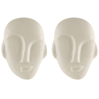 2PK Maine & Crawford Troy Papier Mache 20cm Mask Wall Sculpture - Cream