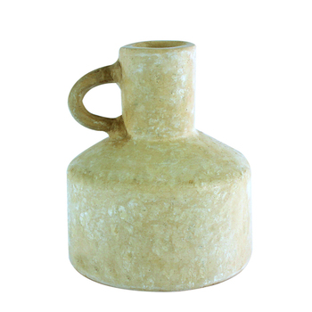 Maine & Crawford Troy 15x13cm Papier Mache Vase Decor - Cream