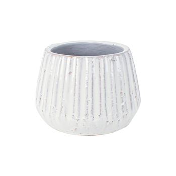 Maine & Crawford Bast 18cm Terracotta Plant Flower Pot Planter - White