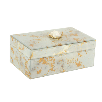 Maine & Crawford Wilbur 21cm Agate Design Glass Dresser Box - Cream