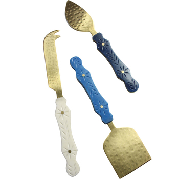 3pc LVD Stainless Steel Multi Cheese Knife w/ Bone Handle