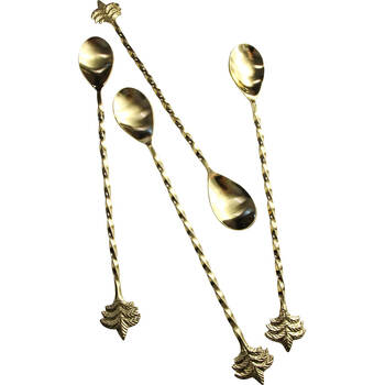 4pc LVD Stainless Steel/Brass Long Stirrers Spoon Set 23x3cm Palm