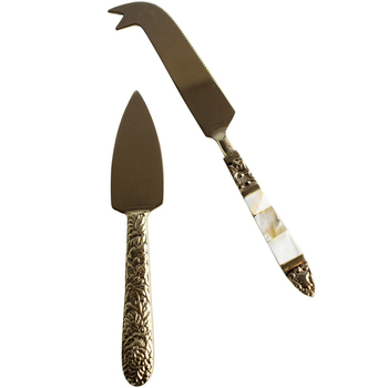 2pc LVD Brass/Resin Cheese Knife/Spatula Ritz - Gold