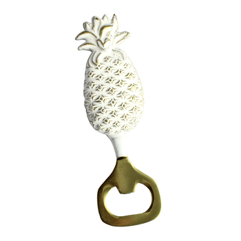 LVD Brass Pineapple White/brass 13cm Manual Bottle Opener - White