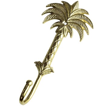 LVD Bahama Palm Large Hook Brass 16cm Wall Hanging Organiser - Gold