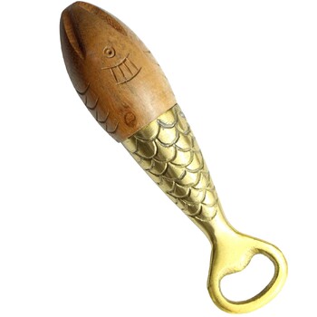 LVD Brass/Wood 15.5cm Citrus Juicer/Bottle Opener Kitchen/Barware