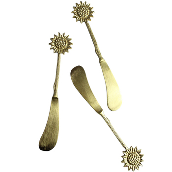 3pc LVD Brass Spreaders Sunflower Handle 14.5x3cm - Gold