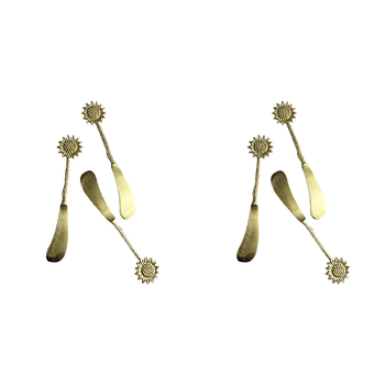 2x 3pc LVD Brass Spreaders Sunflower Handle 14.5x3cm - Gold