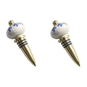 2PK LVD Aluminium Ceramic 10cm Bottle Stopper - Blue/White
