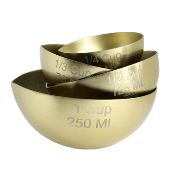 LVD 4pc Stainless Steel Measuring Cup Vessels Set - Brass