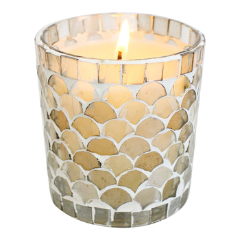 LVD Glass Wax 9cm Candle Decor Crete-White Magnolia - White