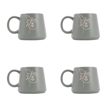 4PK Splosh Heartfelt Strength 440ml Stoneware Mug Coffee/Tea Cup - Green