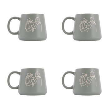 4PK Splosh Heartfelt Friends 440ml Stoneware Mug Coffee/Tea Cup - Green