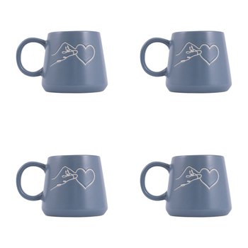 4PK Splosh Heartfelt For All You Are 440ml Stoneware Mug Coffee/Tea Cup - Blue