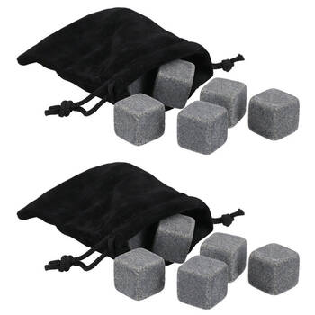 2x 9pc Barcraft Whisky Stones/Ice Cubes w/ Pouch Set - Grey