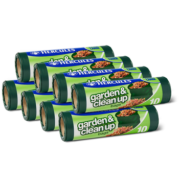 8x 10pc Hercules Garden Clean Up Bags 90Ltr