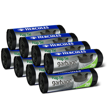 8x 20pc Hercules Flap Tie Garbage Bin  Bags