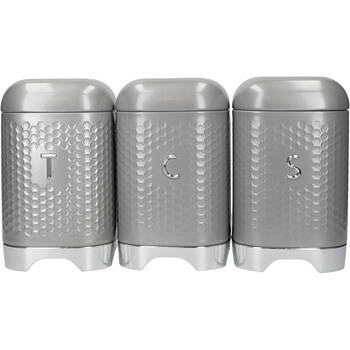 3pc Kitchencraft Lovello Textured Tea/Coffee/Sugar Set - Grey