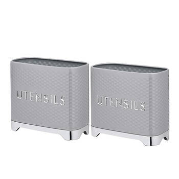 2PK Kitchencraft Lovello Textured Utensil Holder - Grey