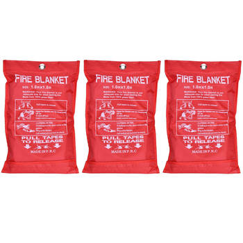 3pc Fire Blanket 1x1m Emergency Survival Safety Safe Class F Fires Clothing Cooking
