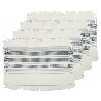4PK Assemble Dash Cotton Placemat White/Navy 35x48cm
