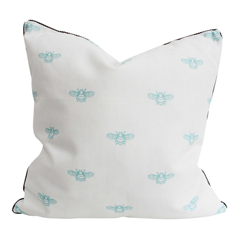 LVD Polylinen 50x50cm Bee Blue Cushion Pillow Square - White