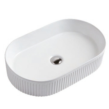 Haven Home Oval Vitreous China Fluted Bathroom Basin Gloss White