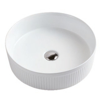 Haven Home Round Vitreous China Fluted Bathroom Basin Gloss White