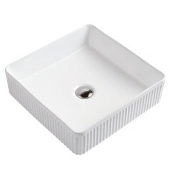 Haven Home Square Vitreous China Fluted Bathroom Basin Gloss White