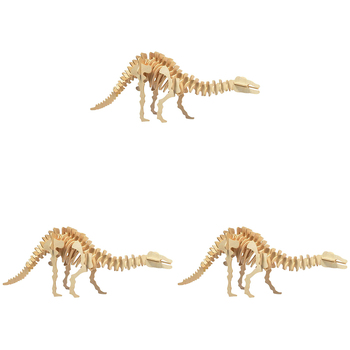 3PK Heebie Jeebies 36cm Wood Apatosaurus Toy Kit Dinosaur Small 6y+