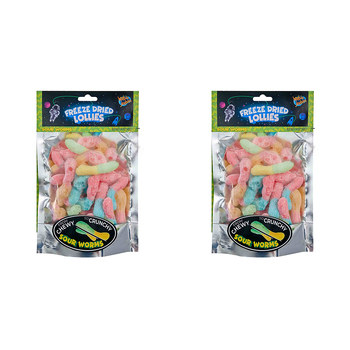 2PK Heebie Jeebies 40g Freeze Dried Lollies Sour Worms Pack