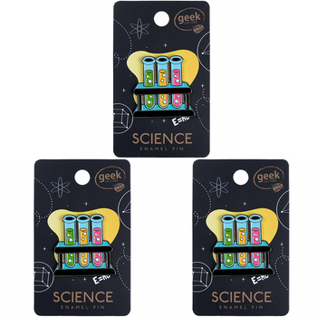 3PK Geek Culture Science Enamel Pin Badge/Brooch - Test Tube Rack