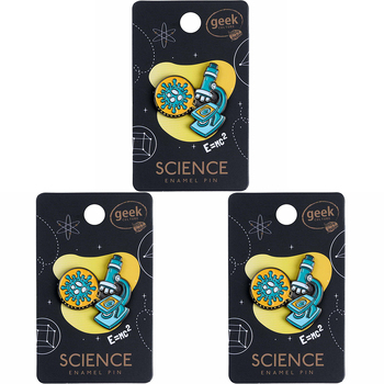 3PK Geek Culture Science Enamel Pin Badge/Brooch - Microscope