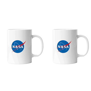 2PK Geek Culture NASA Logo Mug Coffee/Tea Drinking Cup Round White 9.5cm