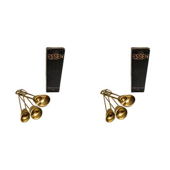 2x 4pc Essen Midas Gold Measuring Spoons Finish Stainless Steel Kitchen Tools