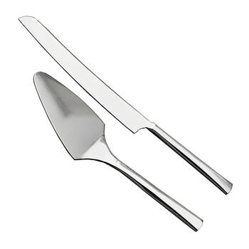 2pc Essen Silver Cake Serving Set Stand Stainless Steel Metal Tableware