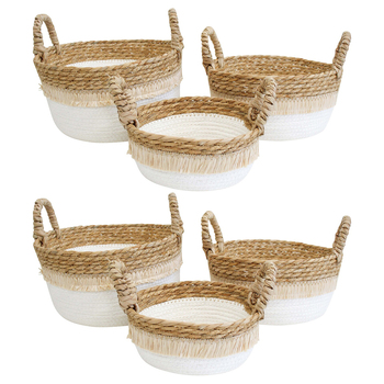 2x 3pc LVD Abud Storage Basket Set Decor - White/Natural