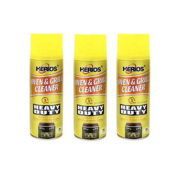 3PK Herios 450ml Oven & Grill Cleaner Surface Dirt Remover Lemon Scent