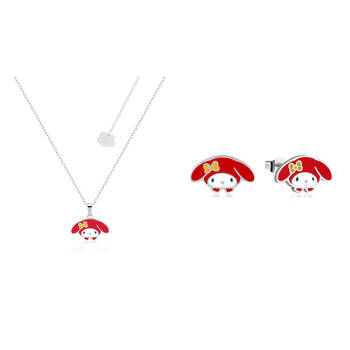 Couture Kingdom Sanrio My Melody Head Necklace & Stud Earrings Set Silver