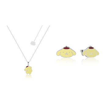 Couture Kingdom Sanrio Pompompurin Necklace & Stud Earrings Set Silver