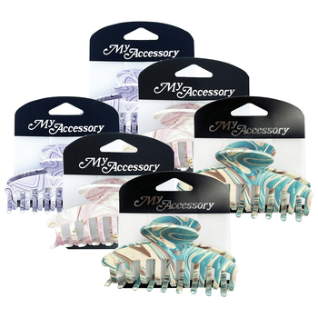 6PK My Accessory 10cm Melrose Hair Clip Marble Resin Assorted