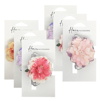 6PK Hair Accessories Melrose 6.5cm Clip Flower Styling Accessory Assorted