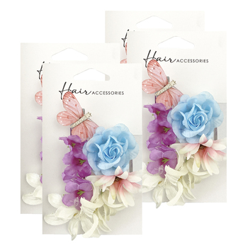 4PK Hair Accessories Melrose 9cm Clip Flower/Butterfly Accessory Assorted
